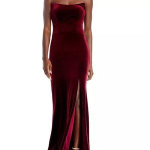 AQUA Strapless Velvet Gown